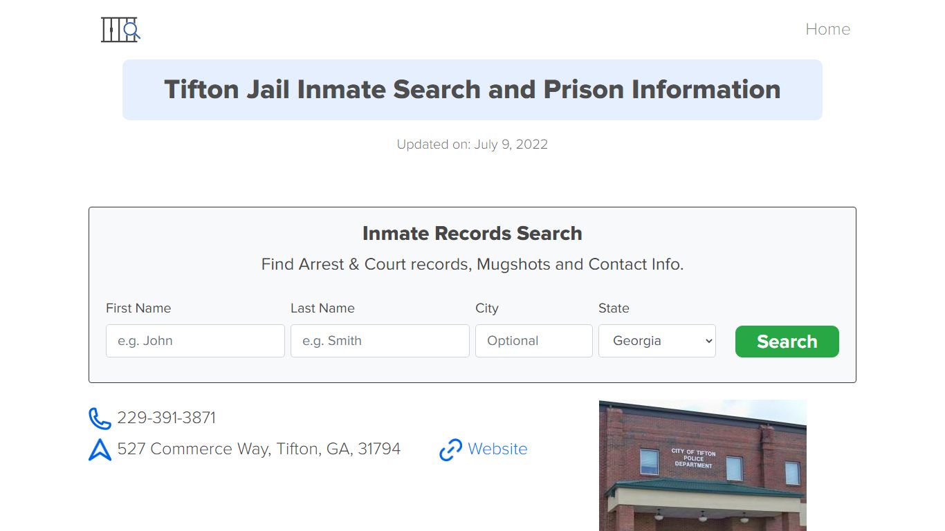 Tifton Jail Inmate Search, Visitation, Phone no. & Mailing ...