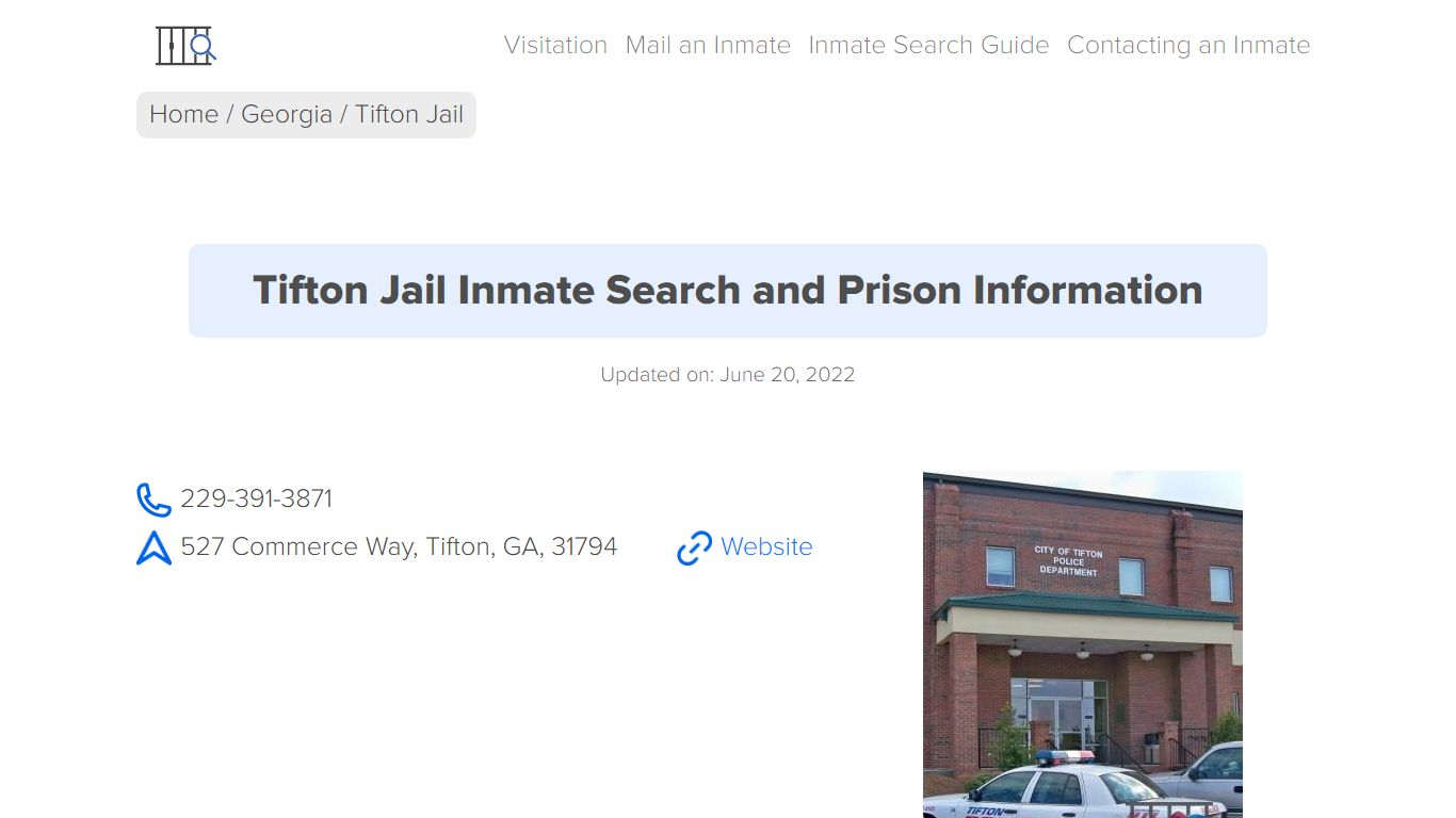 Tifton Jail Inmate Search, Visitation, Phone no. & Mailing ...