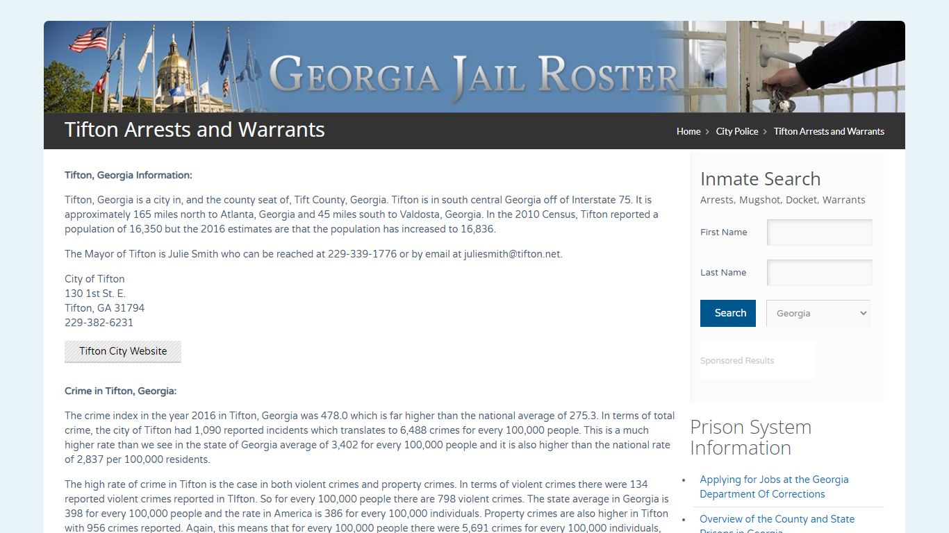 Tifton Arrests and Warrants | Georgia Jail Inmate Search