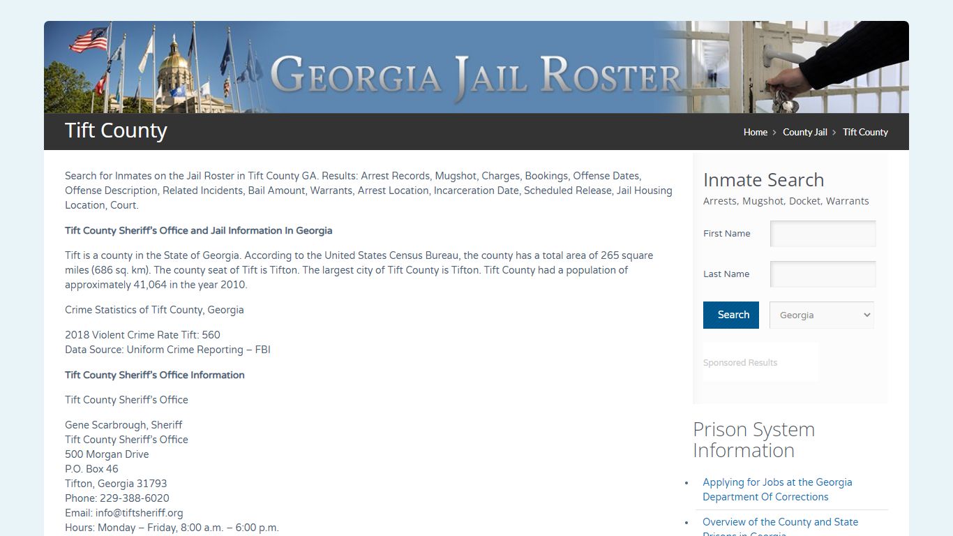 Tift County | Georgia Jail Inmate Search